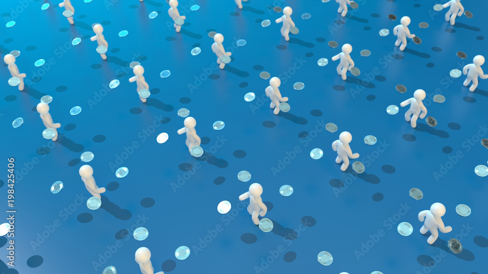 Money or bitcoin - 3D Illustration Money or bitcoin - 3D Illustration