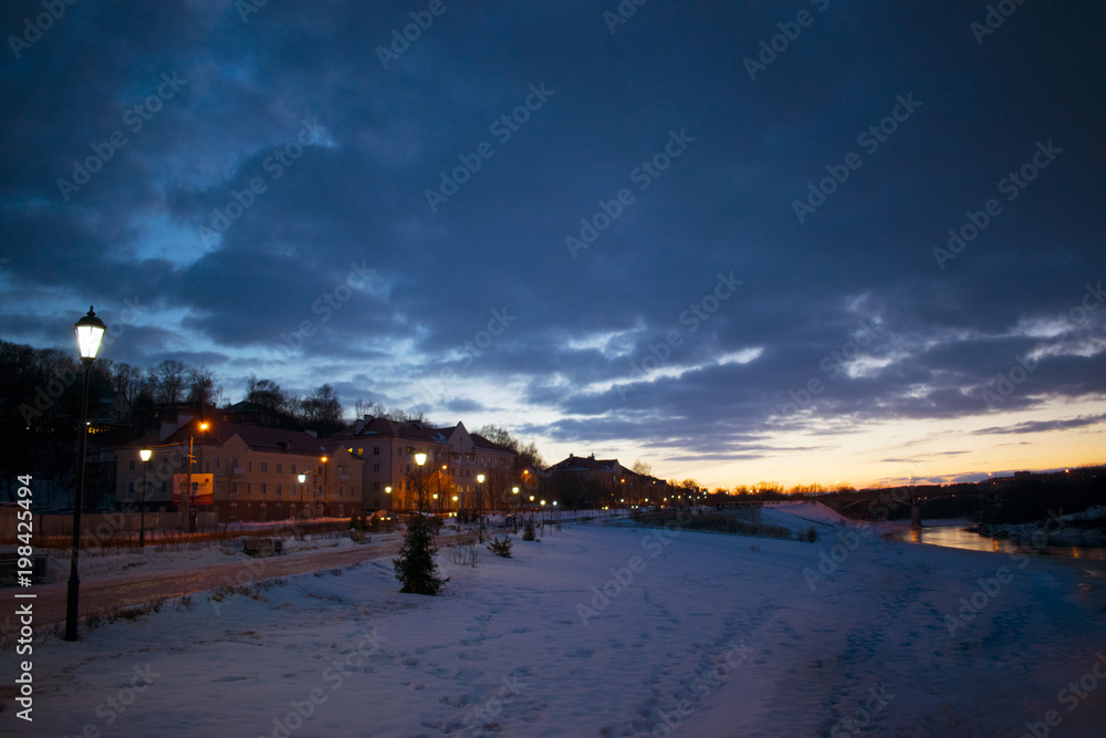 winter sunset sky