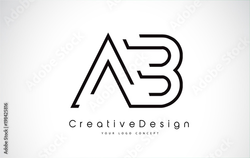 AB Letter Logo Design in Black Colors.