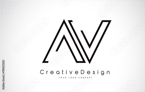 AV Letter Logo Design in Black Colors.