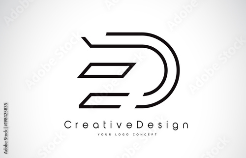 ED Letter Logo Design in Black Colors. photo
