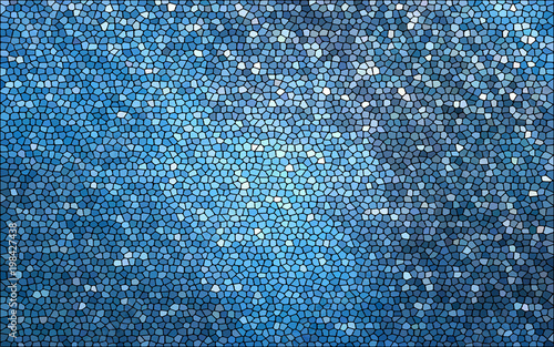 Abstract blue tile. Blue mosaic. Pixel pattern background for design. Aqua grunge texture. Azure halftone effect. Vintage background. Vector illustration.