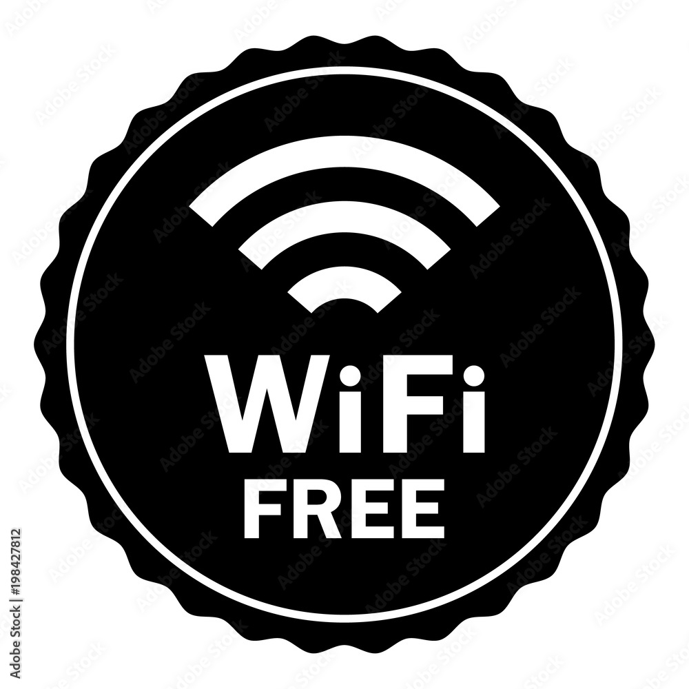 Wifi free wireless internet signal flat icon stamp Wifi free wireless internet signal flat icon stamp