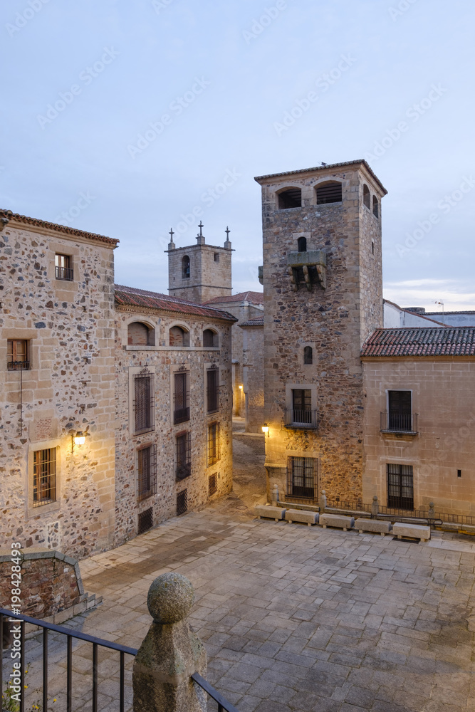 historical city center of Caceres monumental city  in Extremadura, spain