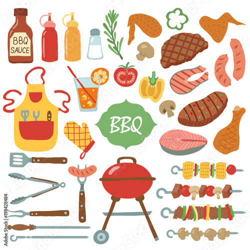 A set of barbecue items.