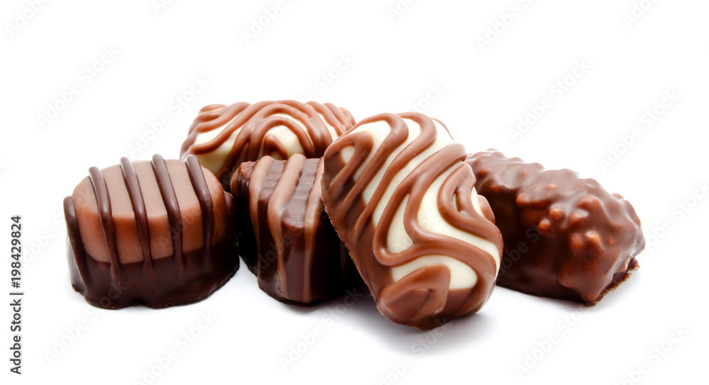 Assortment of chocolate candies sweets isolated Assortment of chocolate candies sweets isolated