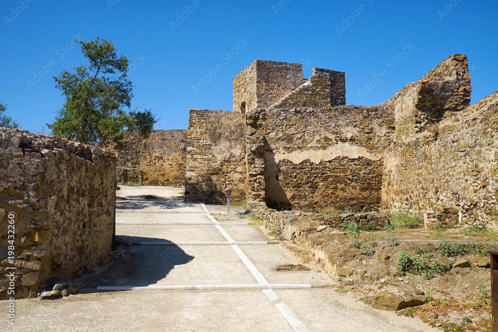 The view of inner courtyard of the Mertola Castle. Mertola. Portugal