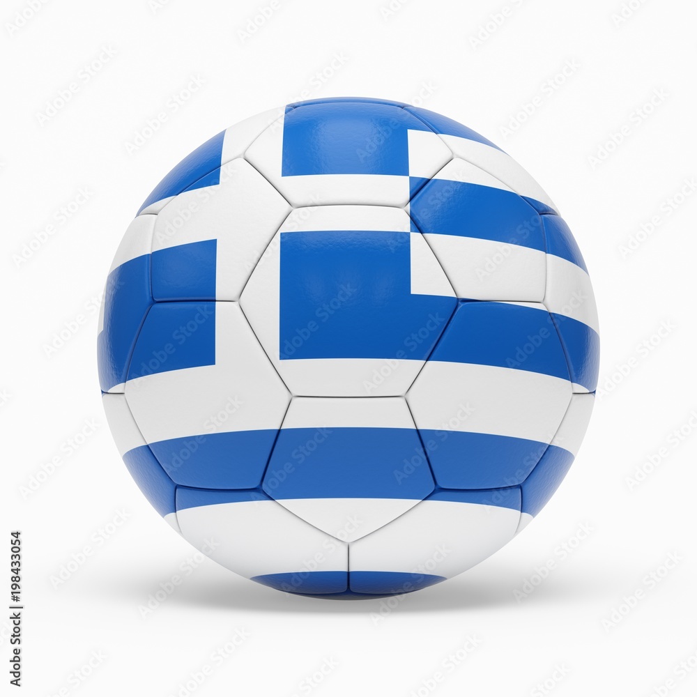 3d rendering of soccer ball with Greece flag isolated on a white background 3d rendering of soccer ball with Greece flag isolated on a white background