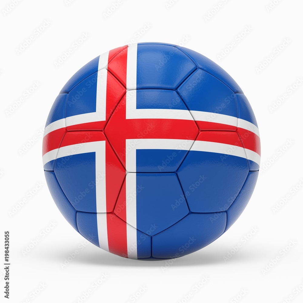 3d rendering of soccer ball with Iceland flag isolated on a white background 3d rendering of soccer ball with Iceland flag isolated on a white background