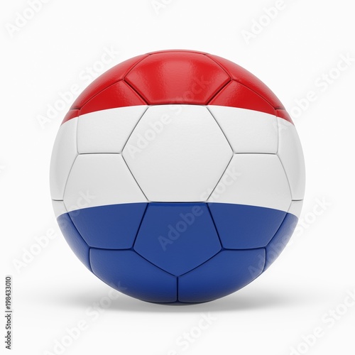 3d rendering of soccer ball with Nederlands flag isolated on a white background
