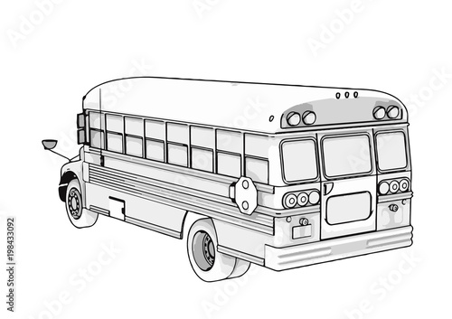 sketch of school bus vector