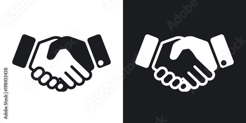 Vector handshake icon. Two-tone version on black and white background