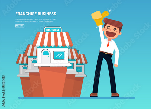 Businessman want to expand his business, Franchise Concept. vector. flat design