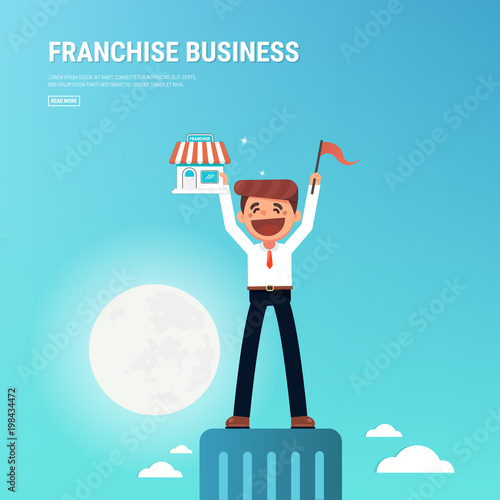 Businessman want to expand his business, Franchise Concept. vector. flat design