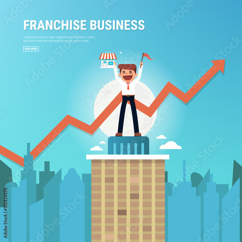 Businessman want to expand his business, Franchise Concept. vector. flat design, success concept.