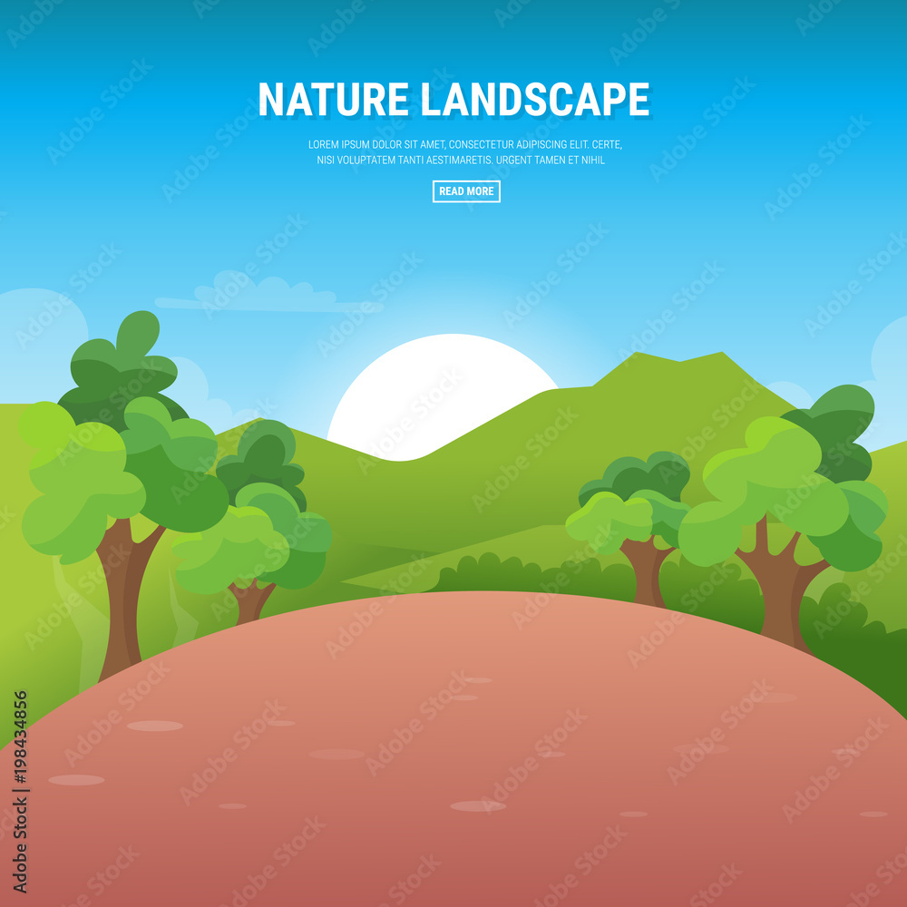 Obraz premium Beautiful country landscape. Vector illustration