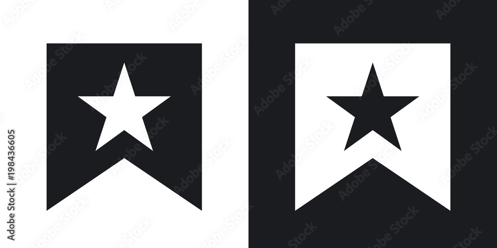 Vector flag with star icon. Two-tone version on black and white background Vector flag with star icon. Two-tone version on black and white background