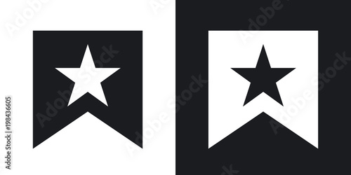 Vector flag with star icon. Two-tone version on black and white background