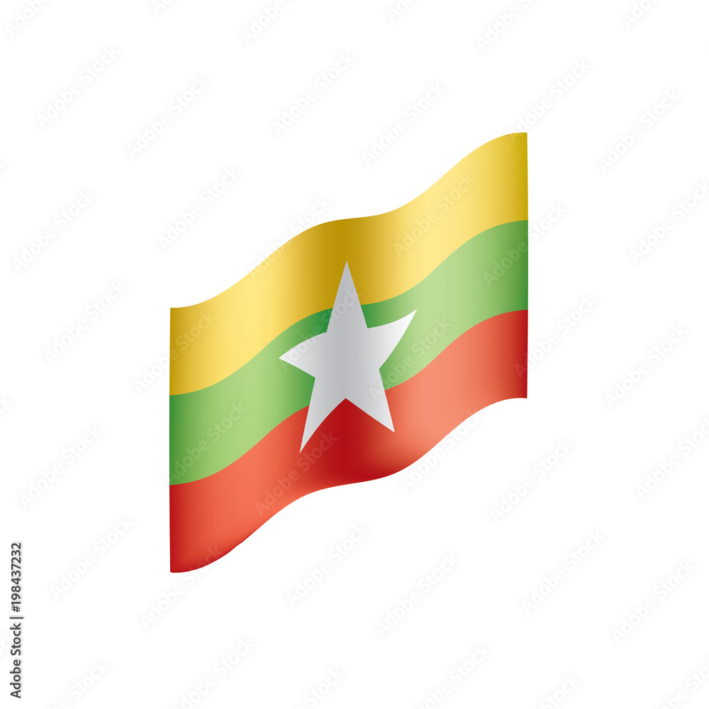 Myanmar flag, vector illustration Myanmar flag, vector illustration