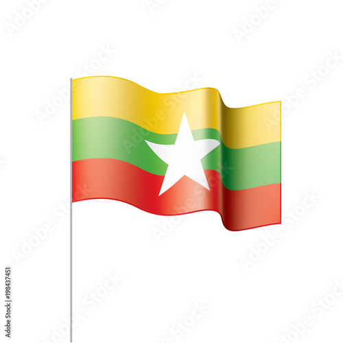 Myanmar flag, vector illustration