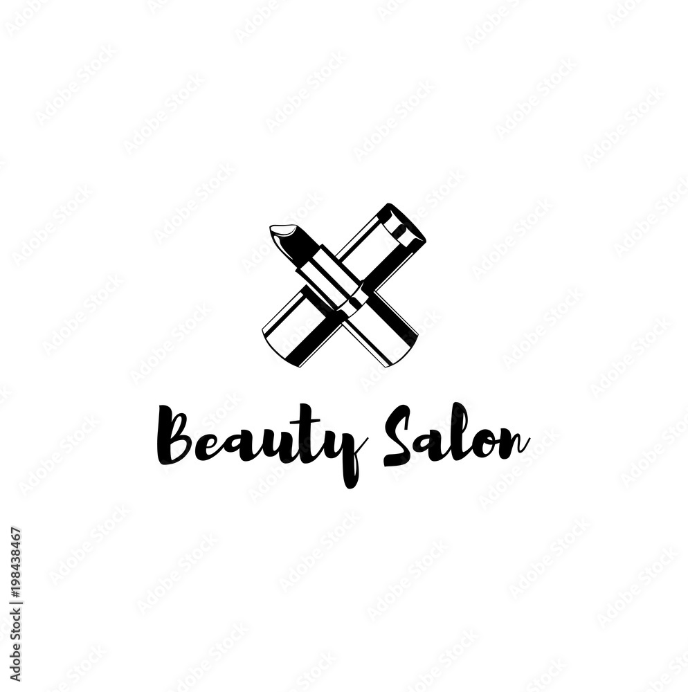 Sample badge for a beauty salon, beauty and cosmetics product, lipstick label, cosmetology procedures, makeup stylist.