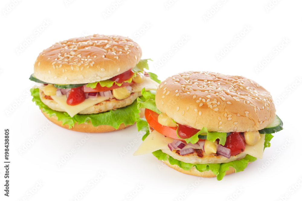 burger on white background burger on white background