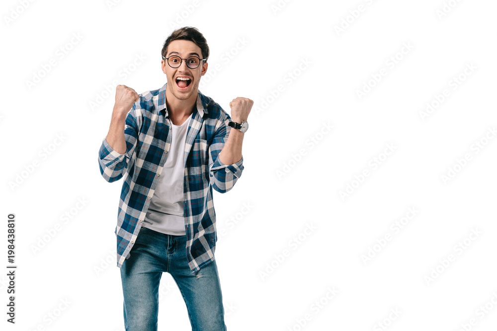 happy man showing yes sign isolated on white happy man showing yes sign isolated on white