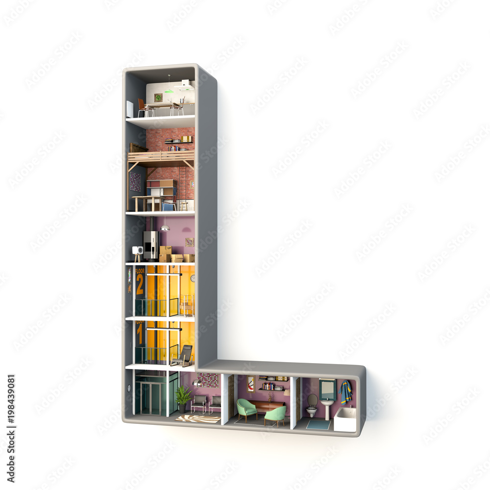 Interior of a construction in shape of letter Interior of a construction in shape of letter