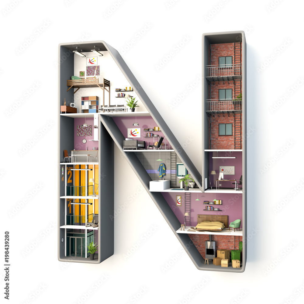 Interior of a construction in shape of letter Interior of a construction in shape of letter