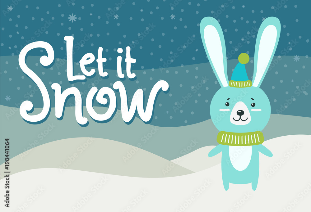 Let it Snow Hare Dressed in Warm Knitted Clothes Let it Snow Hare Dressed in Warm Knitted Clothes