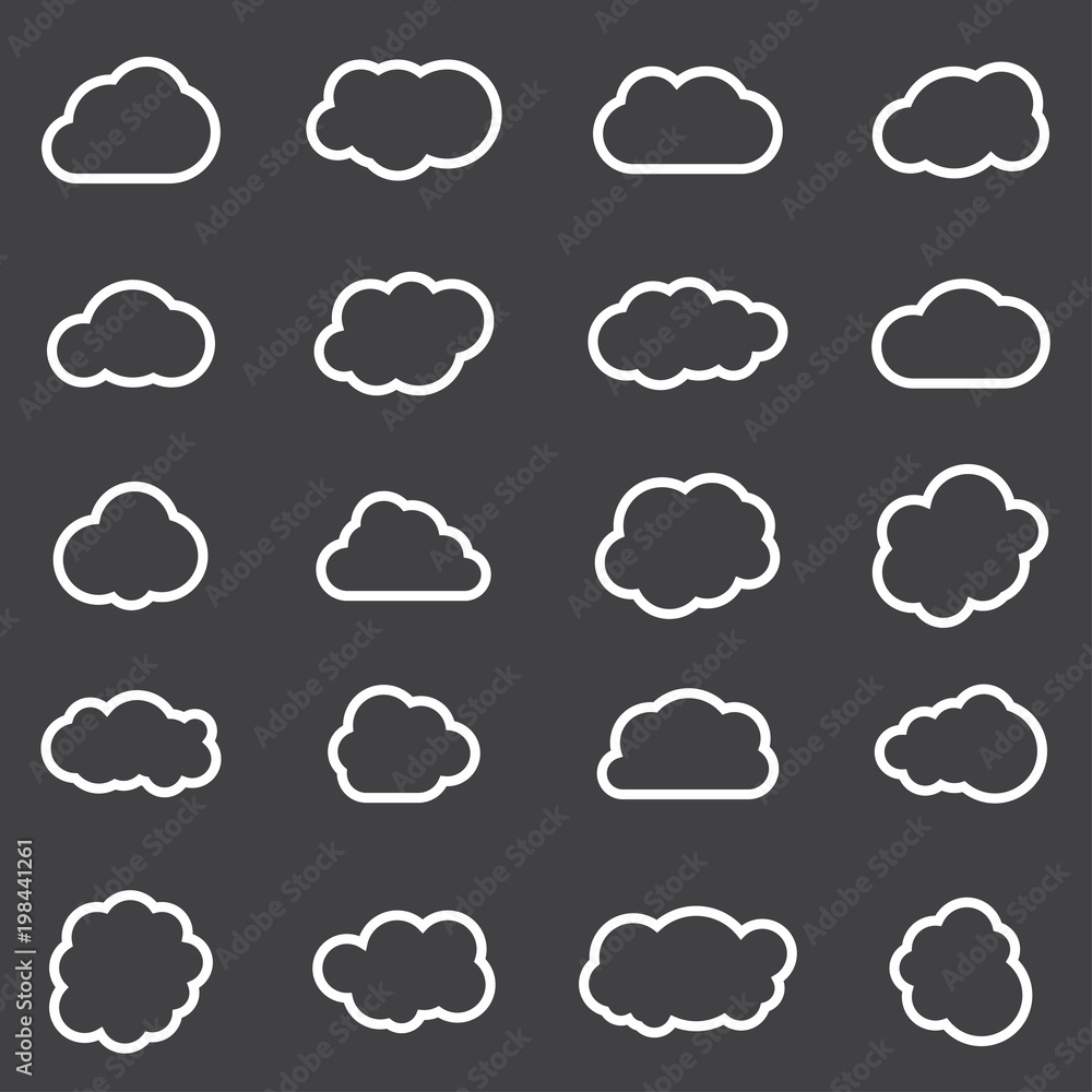 Clouds line art icons set Clouds line art icons set