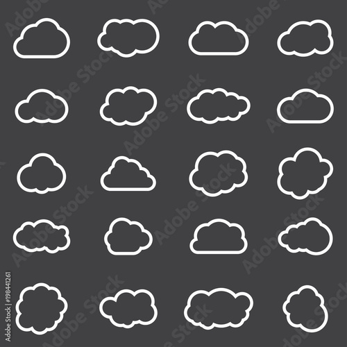 Clouds line art icons set