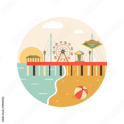 Welcome to Atlantic City poster. View on city