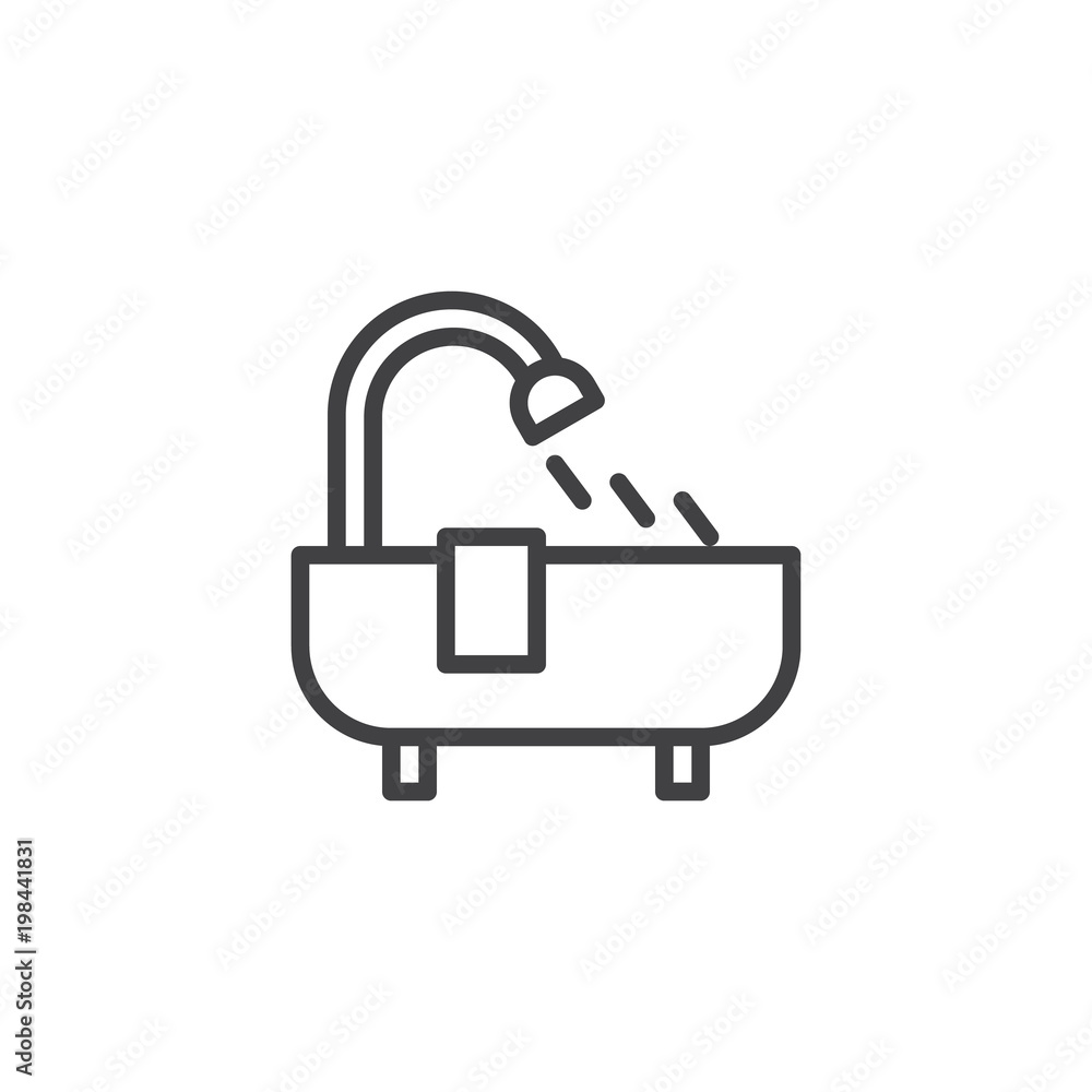 Bathtub outline icon. linear style sign for mobile concept and web design. Bath simple line vector icon. Bathroom symbol, logo illustration. Pixel perfect vector graphics Bathtub outline icon. linear style sign for mobile concept and web design. Bath simple line vector icon. Bathroom symbol, logo illustration. Pixel perfect vector graphics