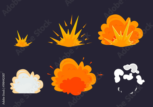 Cartoon explosion effect with smoke. Vector illustration EPS10