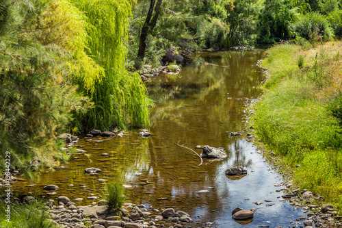 Hunter River, Upper Hunter, NSW, Australia, as seen from Glenmore Bridge, during the drought in February 2018.
