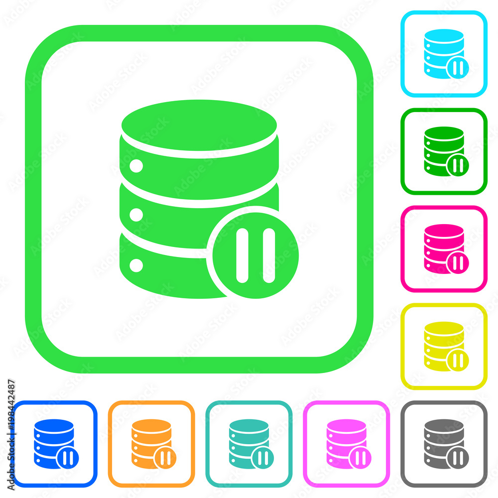 Database macro pause vivid colored flat icons Database macro pause vivid colored flat icons