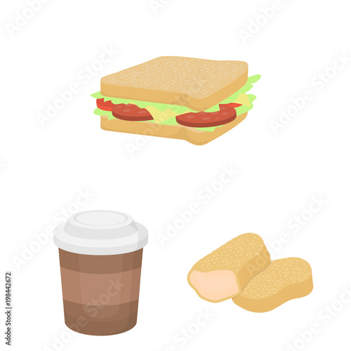 Fast food cartoon icons in set collection for design.Food from semi-finished products vector symbol stock web illustration.