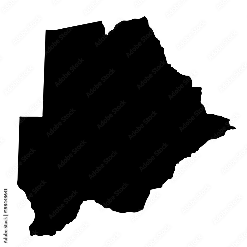 black silhouette country borders map of Botswana on white background of vector illustration black silhouette country borders map of Botswana on white background of vector illustration