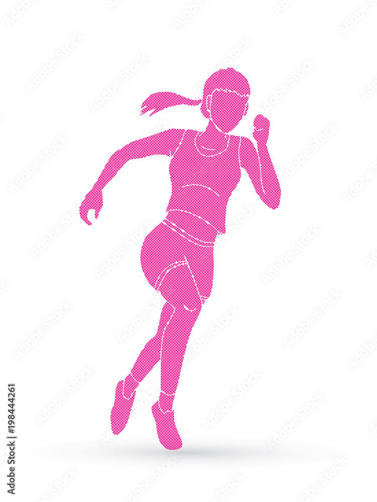 Runners sprinting, Marathon running designed using pixels graphic vector