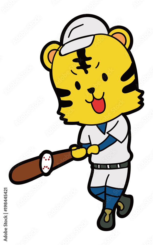 野球をする虎のイラスト素材 Stock Vector Adobe Stock