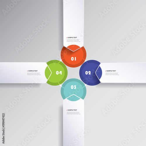 Colorful Modern Paper Cut Style Infographics Design - Oppositely Directed Pointers, Arrow Shapes with Icons