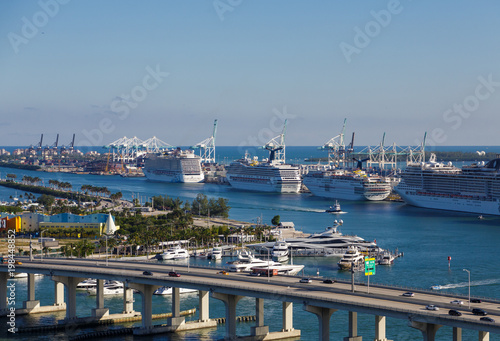 Four Cruise Ships in Port of Miami © dbvirago