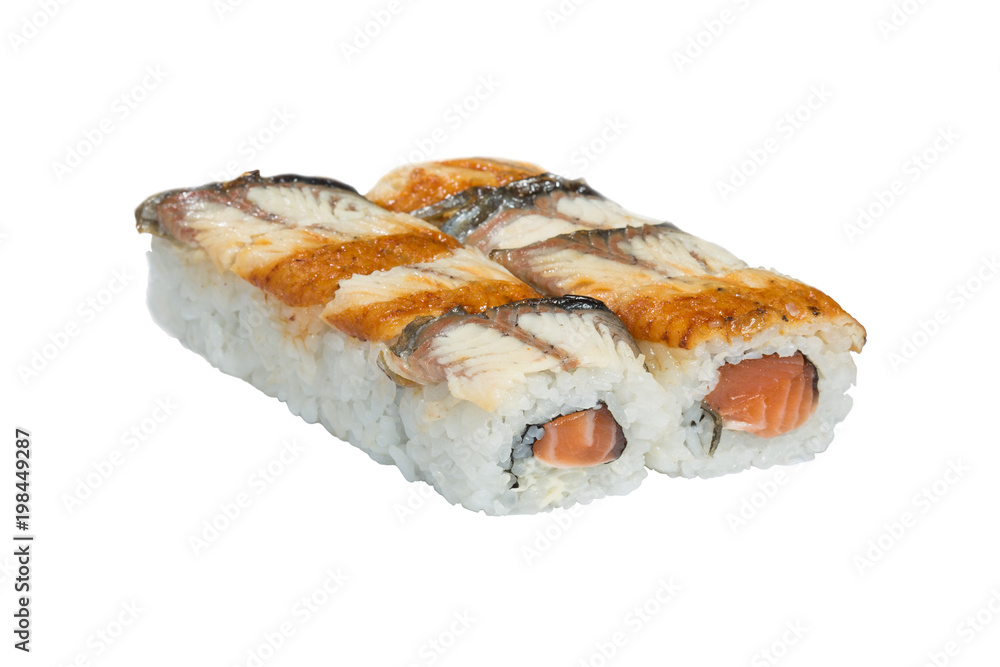 rolls, sushi lined on a white background, Japanese food, rice and fish, vegetables and wasabi rolls, sushi lined on a white background, Japanese food, rice and fish, vegetables and wasabi