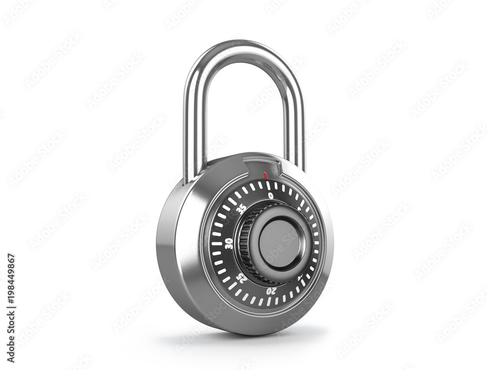 Combination padlock on a white backround. 3D illustration Combination padlock on a white backround. 3D illustration