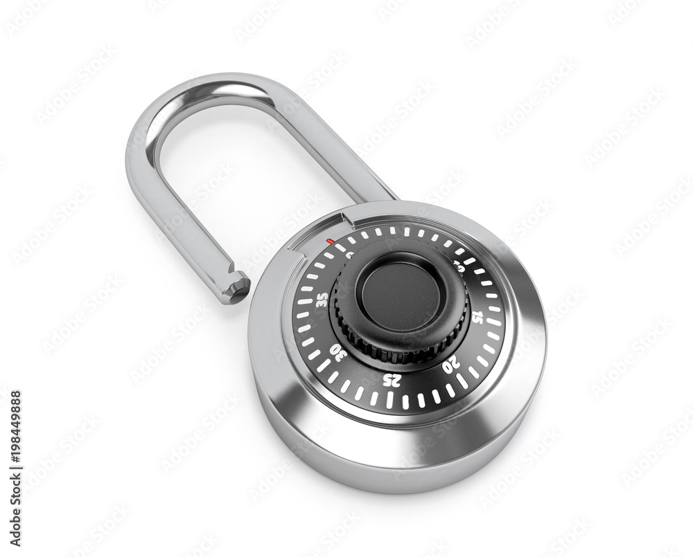 Combination padlock on a white backround. 3D illustration Combination padlock on a white backround. 3D illustration