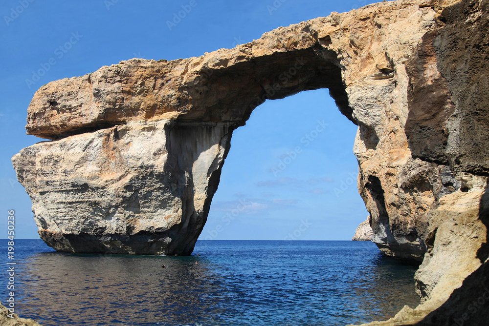 Azure Window, famous stone arch of Gozo island. Malta