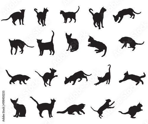 Set of cats silhouettes-2