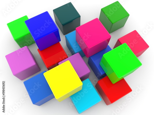Randomly stacked colorful cubes 