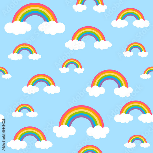 sky pattern with rainbows and clouds